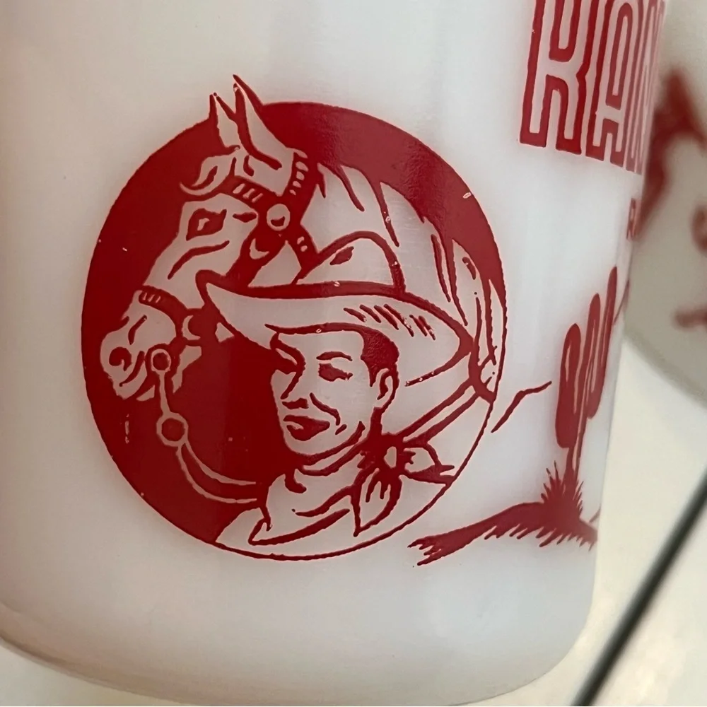 Vintage Ranger Joe Round Up Bowl and Mug Set Hazel Atlas Milk Glass 1950's Rare
